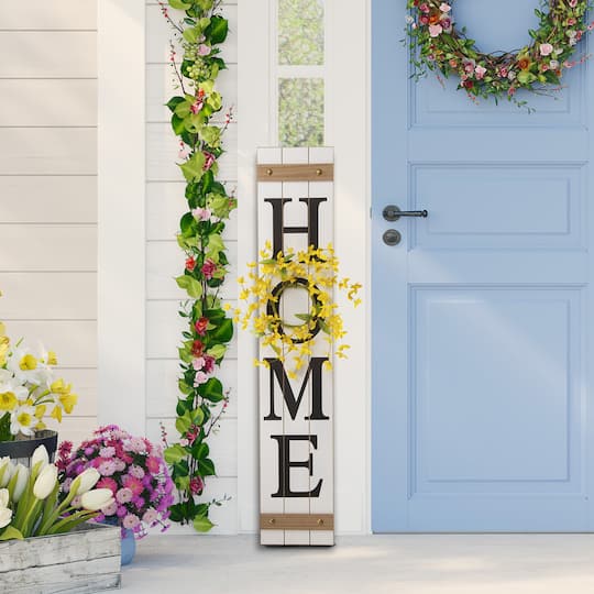Glitzhome® 42" Wooden Home Porch Sign with Changeable Wreaths